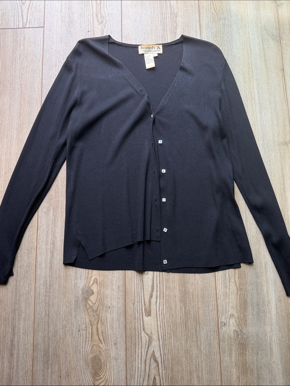 Joseph A Black Ribbed V-Neck Cardigan